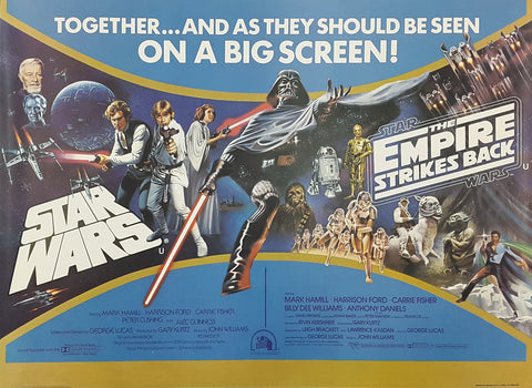 An original movie poster for the original Star Wars film trilogy