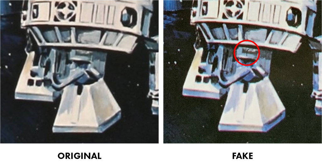 Comparing a Fake Star Wars Style C movie poster with an original - R2 D2