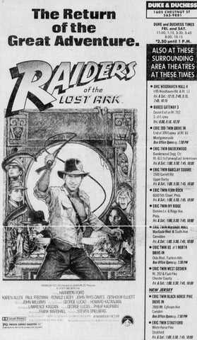 Ad for "Raiders of the Lost Ark" from The Philadelphia Inquirer; Friday, July 23rd, 1982