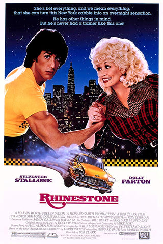 An original movie poster for the film Rhinestone by John Alvin