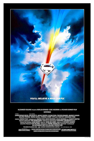 An original movie poster for the film Superman