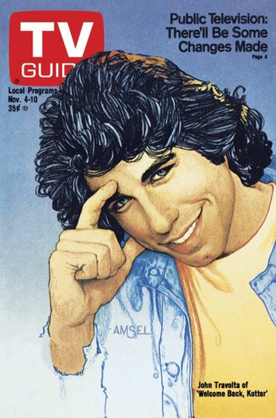 Richard Amsel's cover art for TV Guide showing John Travolta