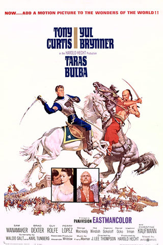A movie poster by Frank McCarthy for the film Taras Bulba