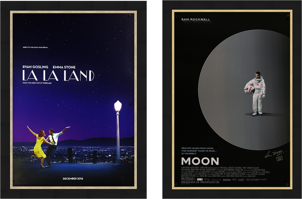 A picture of movie / film posters for Moon and La La Land