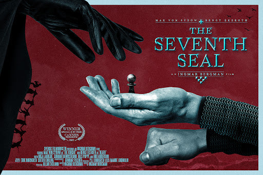 An original movie poster for The Seventh Seal