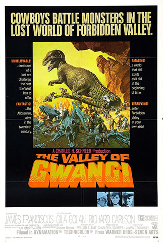 A movie poster by Frank McCarthy for the film The Valley of Gwangi