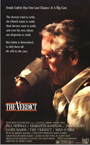 An original movie poster for the film The Verdict by John Alvin