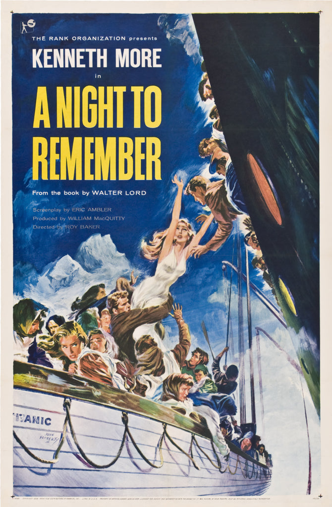 An original movie poster for the Titanic film A Night To Remember