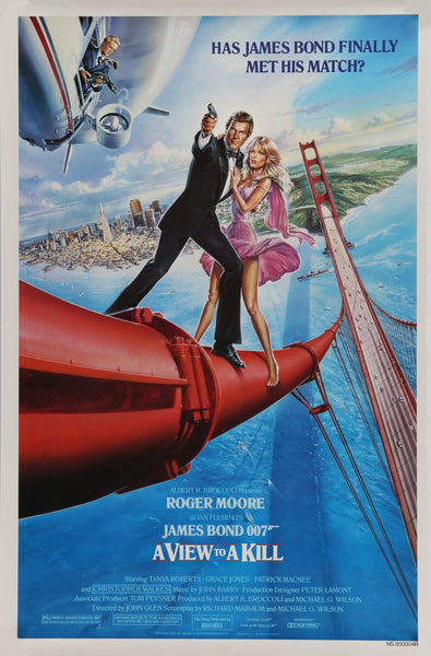 An original movie poster for the James Bond film A View To A Kill with artwork by Daniel Goozee