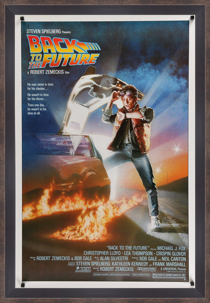 An original movie poster for the film Back to the Future by Drew Struzan