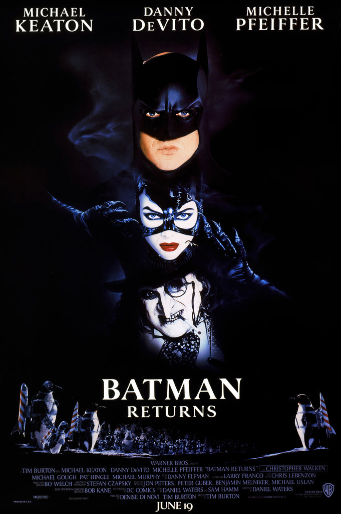An original movie poster for the Tim Burton film Batman Returns
