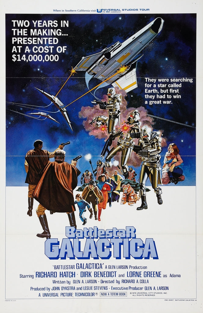 An original movie poster for the film Battlestar Galactica with artwork by Robert Tanenbaum