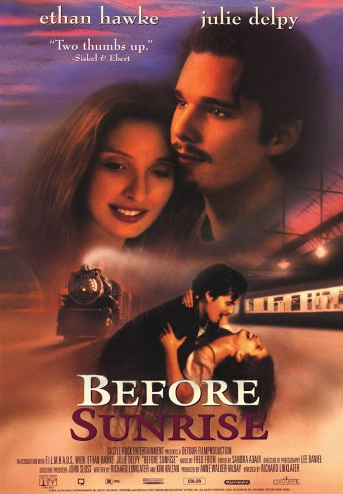 An original movie poster for the film Before Sunrise