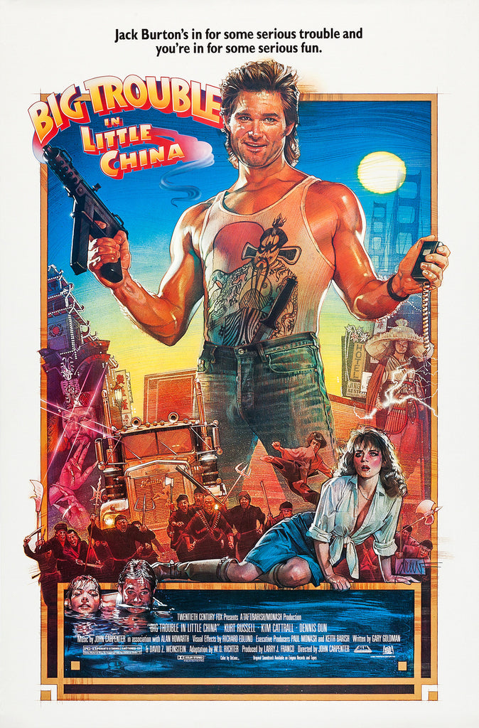 An original movie poster for the John Carpenter film Big Trouble In Little China