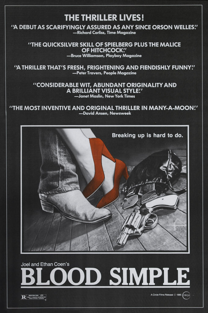 An original movie poster for the Coen Brothers film Blood Simple
