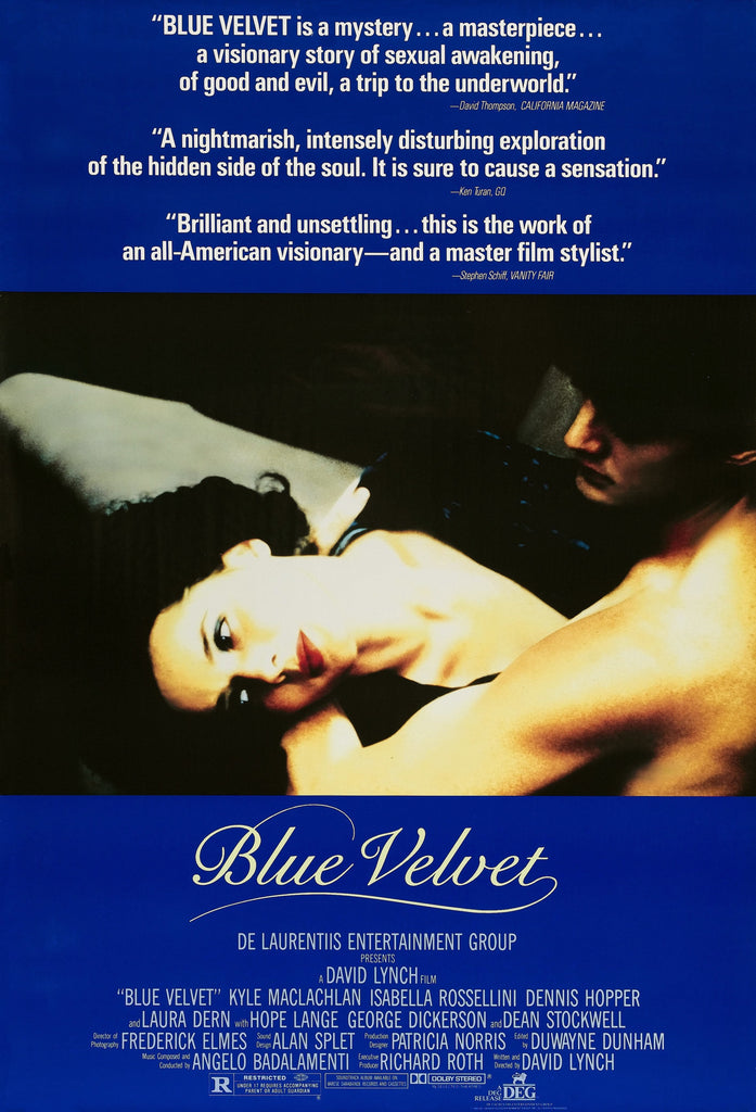 An original movie poster for the film Blue Velvet