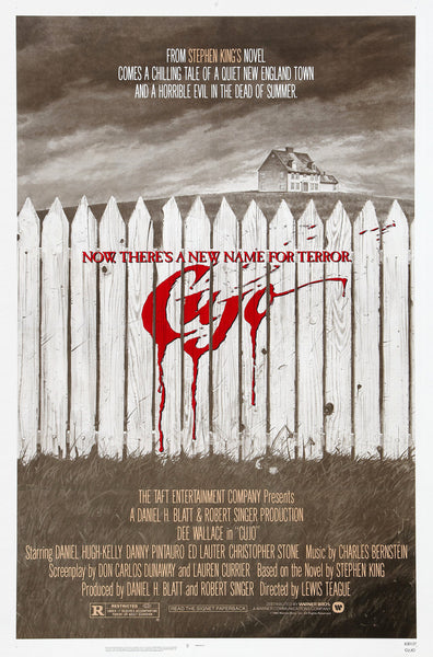 An original movie poster for the film Cujo with art by Robert Tanenbaum