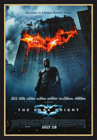 An original movie poster for the batman film The Dark Knight