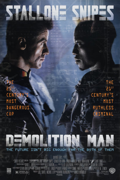 An original movie poster for the film Demolition Man