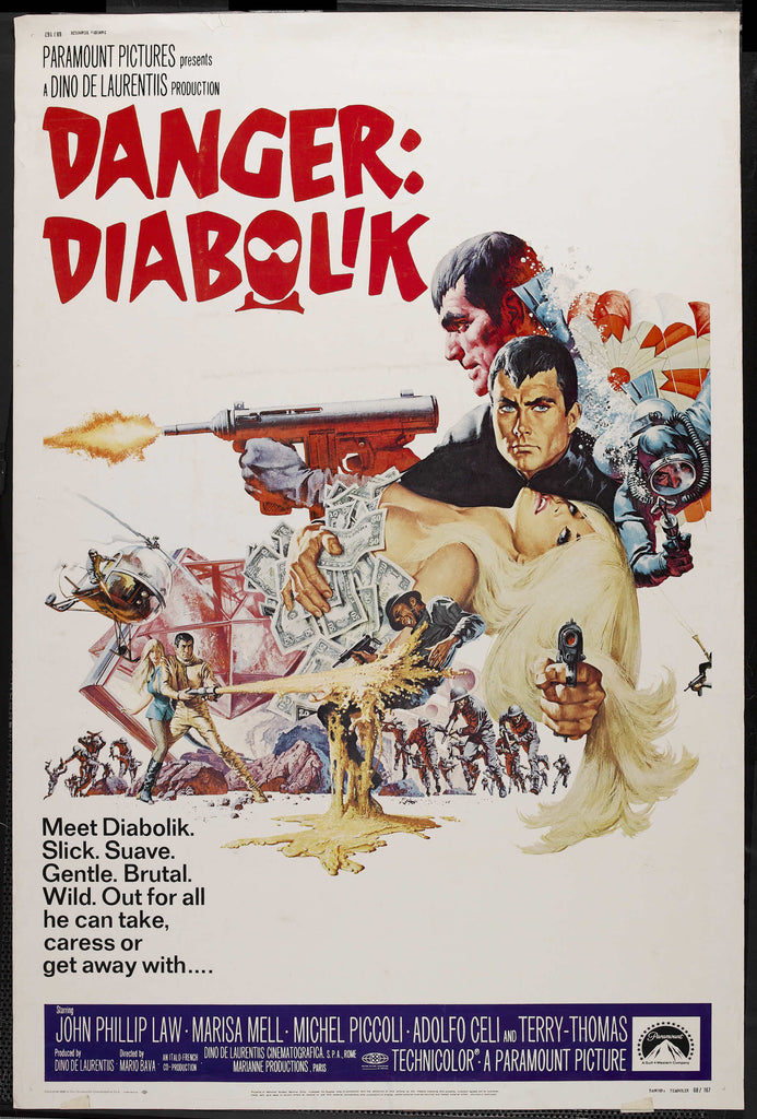 An original movie poster for the film Danger Diabolik