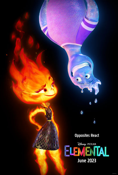 An original movie poster for the Disney Pixar film Elemental