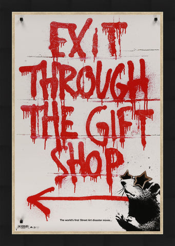 An original movie poster for the Banksy film Exit Through the Gift Shop