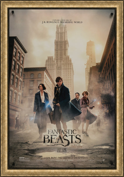 An original one sheet movie poster for the Wizrding World film Fantastic Beasts and Where to Find Them