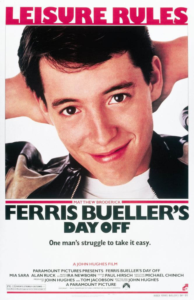 An original movie poster for the John Hughes film Ferris Bueller's Day Off