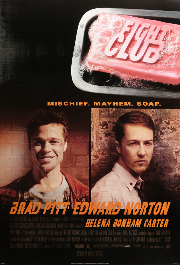 An original movie poster for the film Fight Club