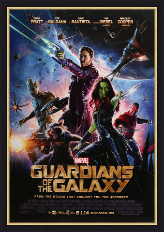 An original movie poster for the Marvel film Guardians of the Galaxy