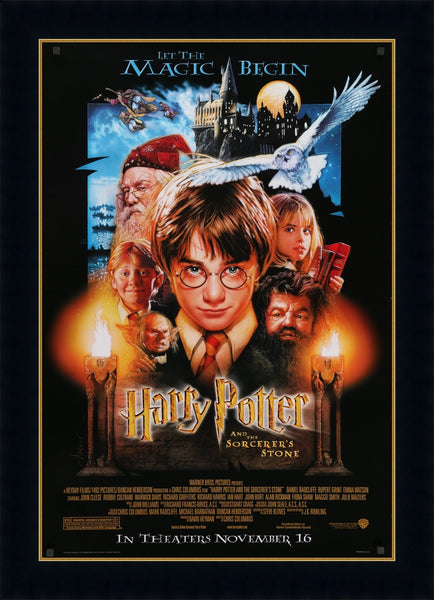 An original movie poster for the film Harry Potter and the Philosopher's Stone by Drew Struzan