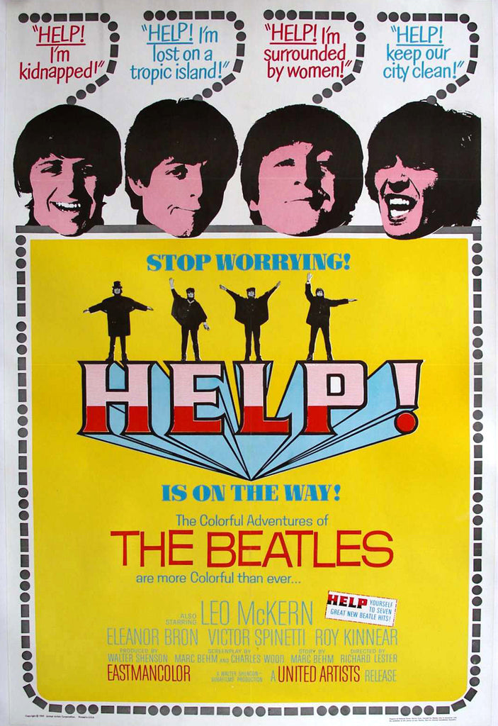 An original movie poster for The Beatles' film Help!
