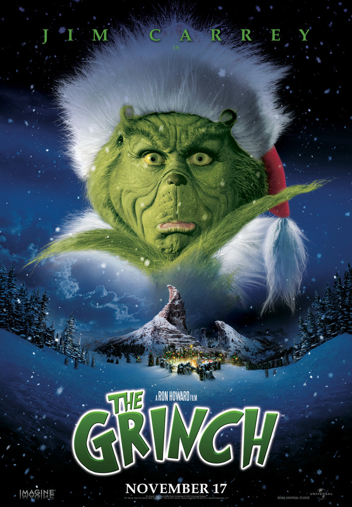 An original movie poster for the film How The Grinch Stole Christmas