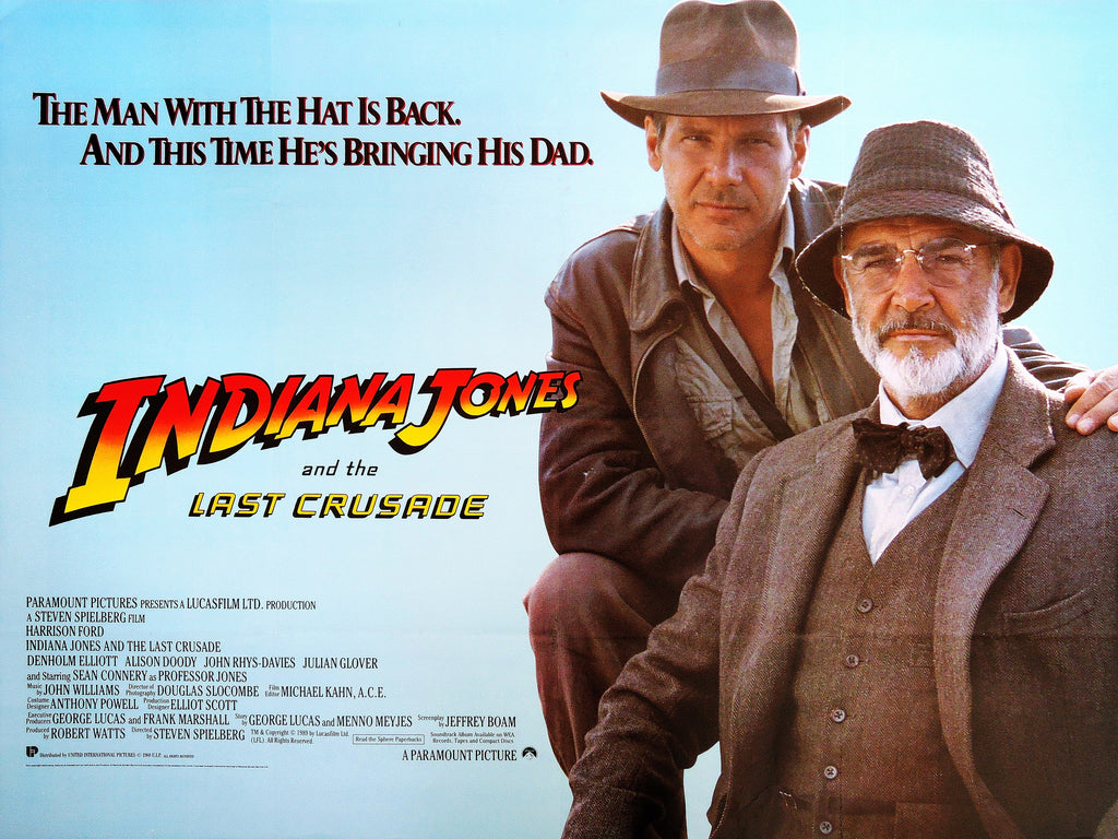 A UK Quad movie poster for Indiana Jones and The Last Crusade