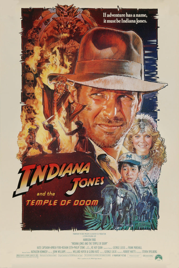 Drew Struzan's movie poster for Indiana Jones and the Temple of Doom
