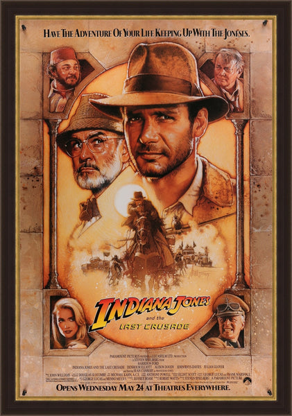 An original movie poster for the film Indiana Jones and the Last Crusade by Drew Struzan