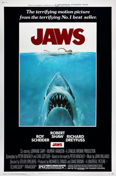 An original movie poster for the film Jaws