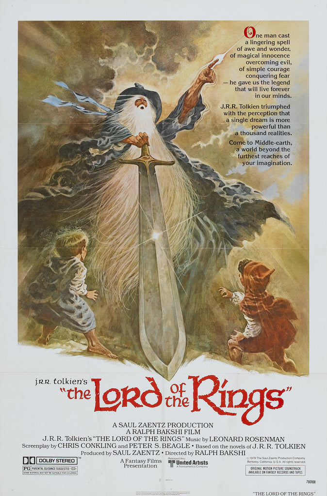 An original movie poster for Ralph Bakshi's The Lord of the Rings with artwork by Tom Jung