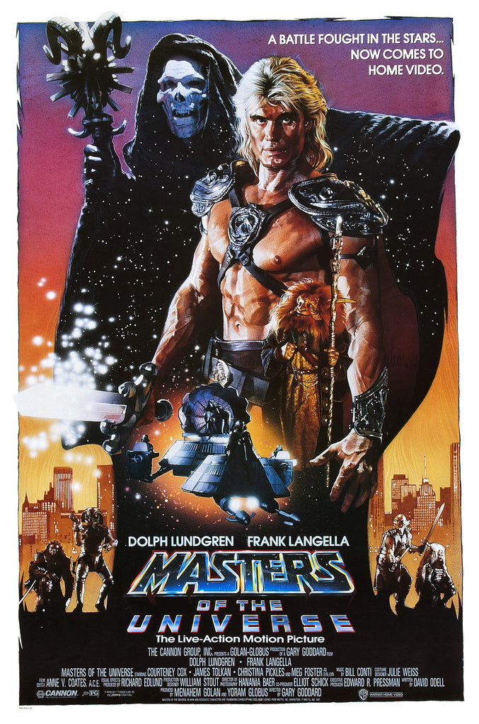 An original movie poster for the film Masters of the Universe with art by Drew Struzan