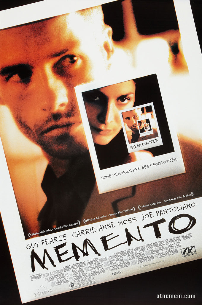 An original movie poster for the film Memento