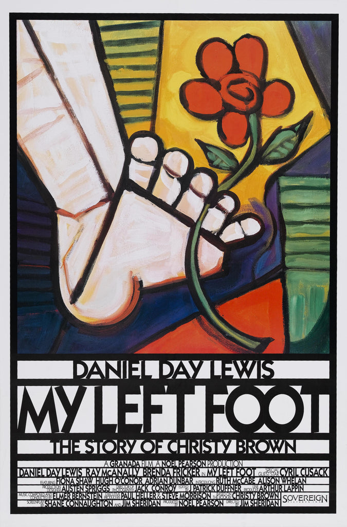 An original movie poster for the film My Left Foot