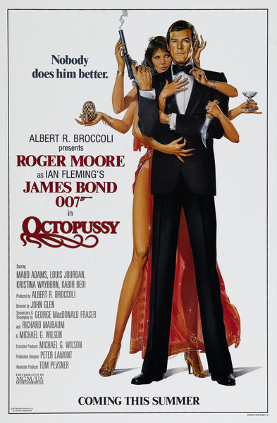 An original movie poster for the James Bond film Octopussy with artwork by Daniel Goozee