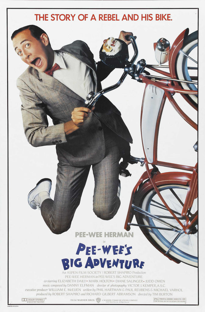 An original movie poster for the Tim Burton film Pee Wee's Big Adventure