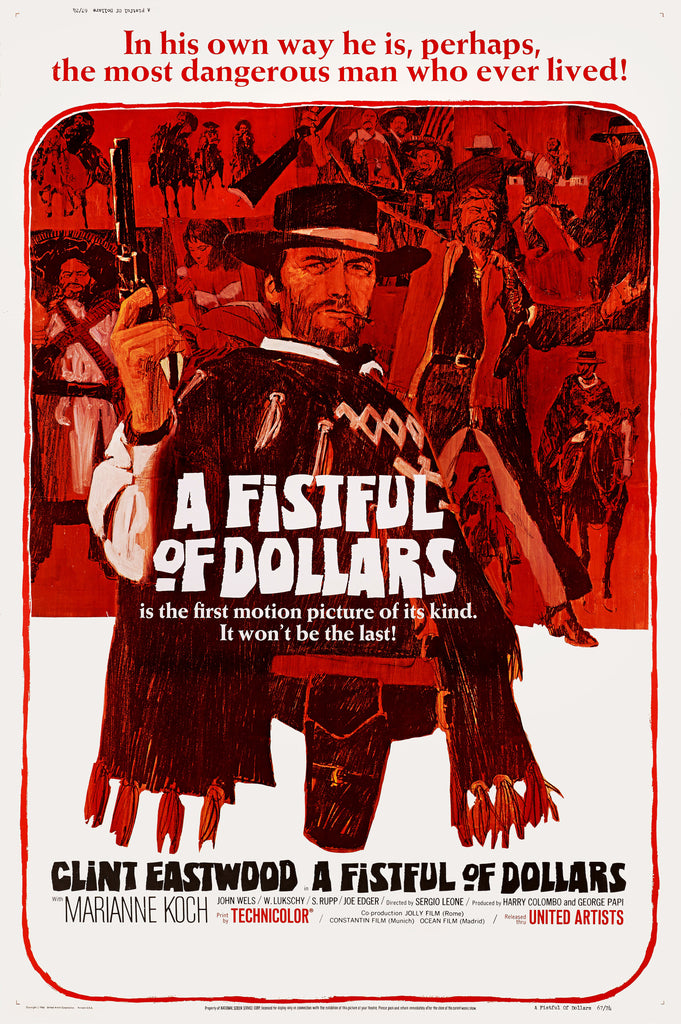 An original movie poster for the Sergio Leone film A Fistful of Dollars