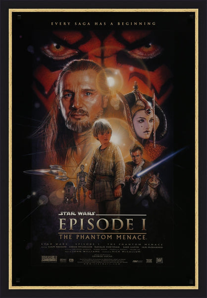An original movie poster for the Star Wars film The Phantom Menace by Drew Struzan