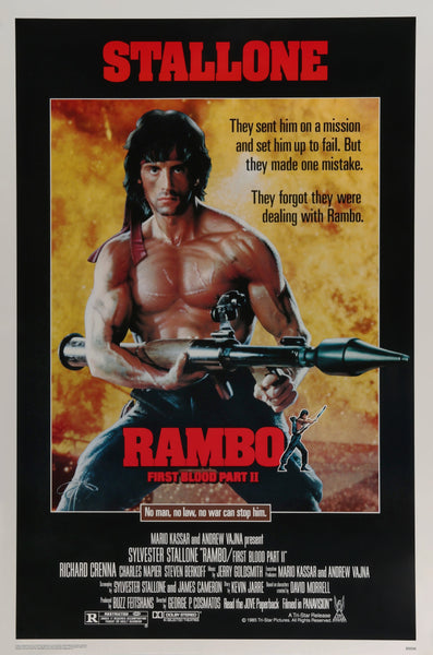 An original movie poster for the film Rambo First Blood Part 2