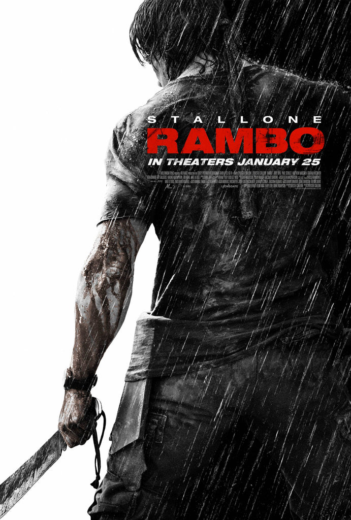 An original movie poster for the film Rambo