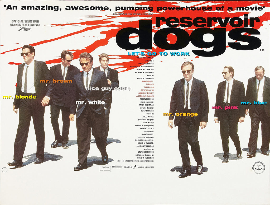 An original movie poster for the Quentin Tarantino film Reservoir Dogs