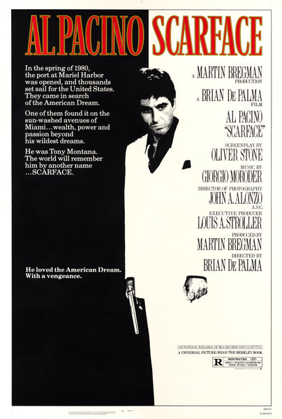 An original movie poster for the film Scarface