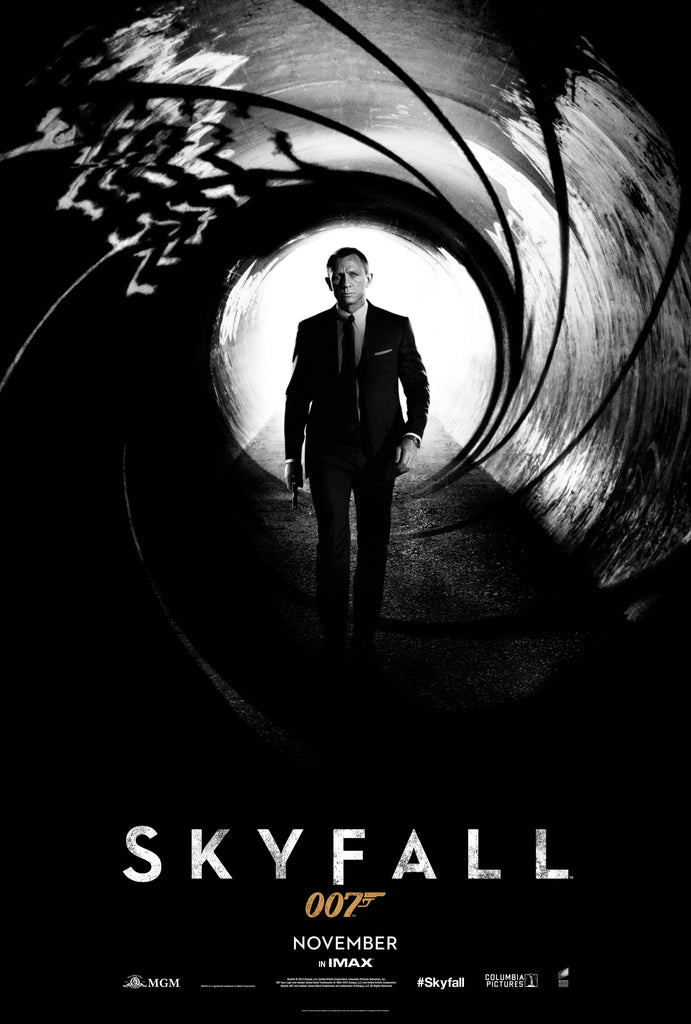 An original movie poster for the James Bond film Skyfall